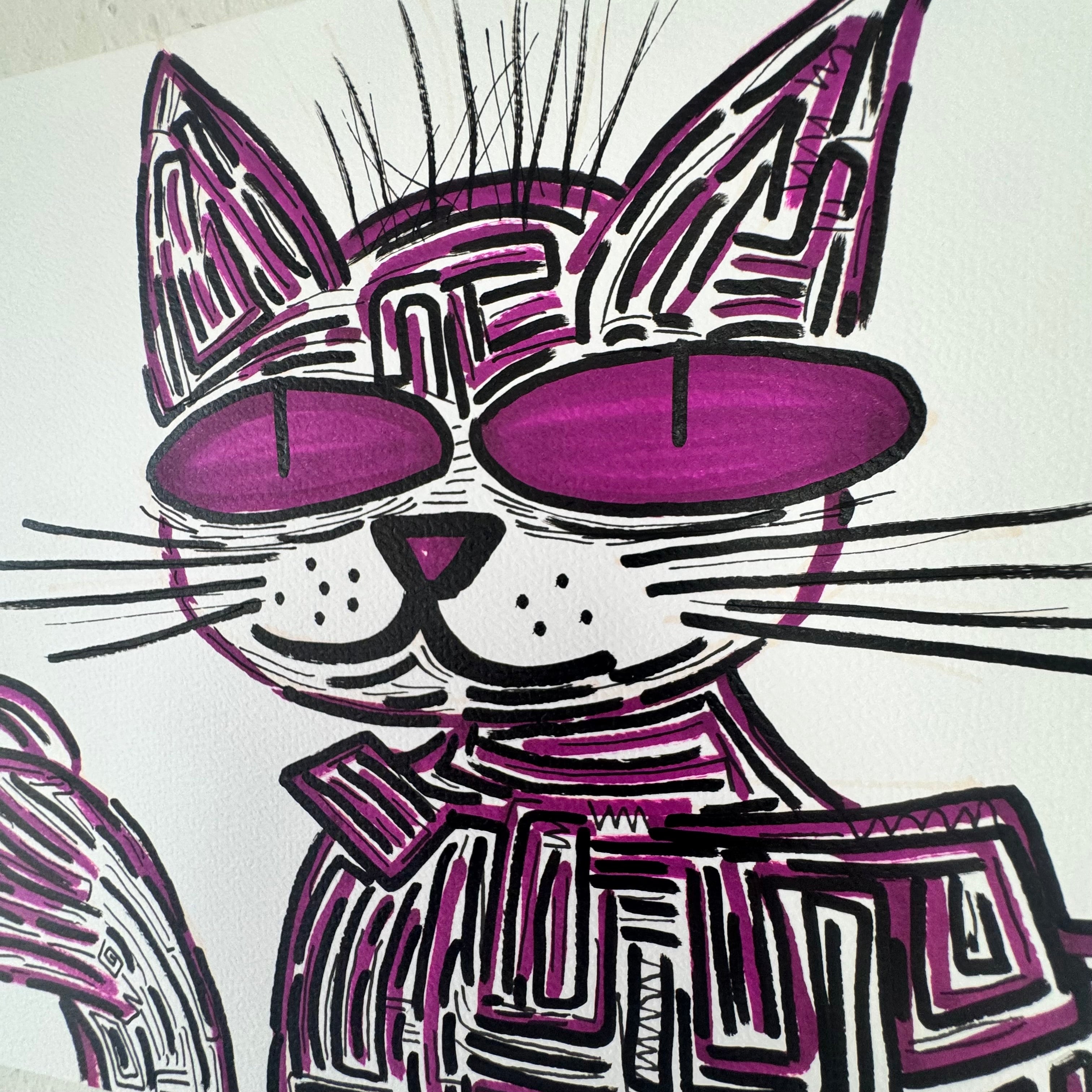 A4 Tekening “De Kat die Koffie Dronk”