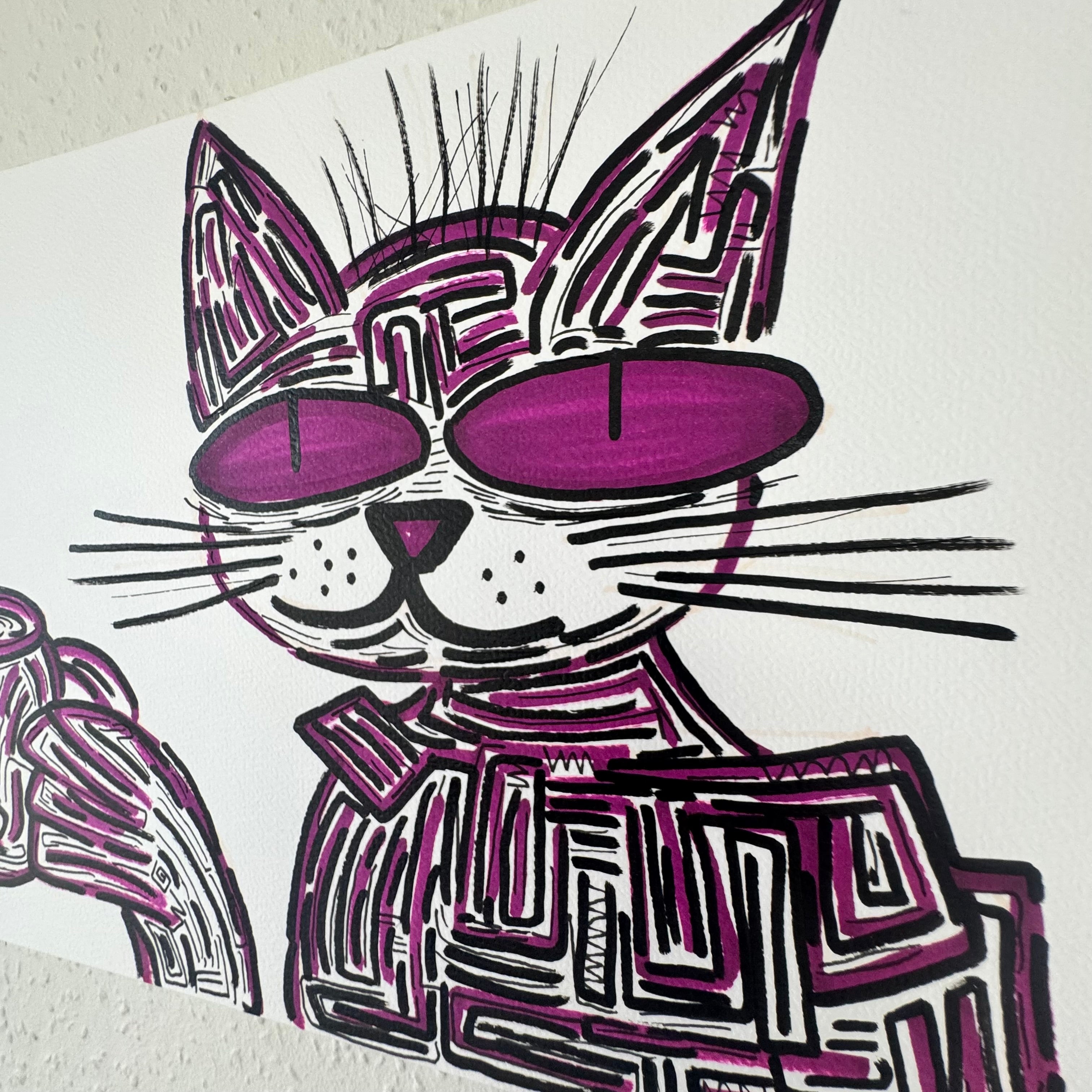 A4 Tekening “De Kat die Koffie Dronk”