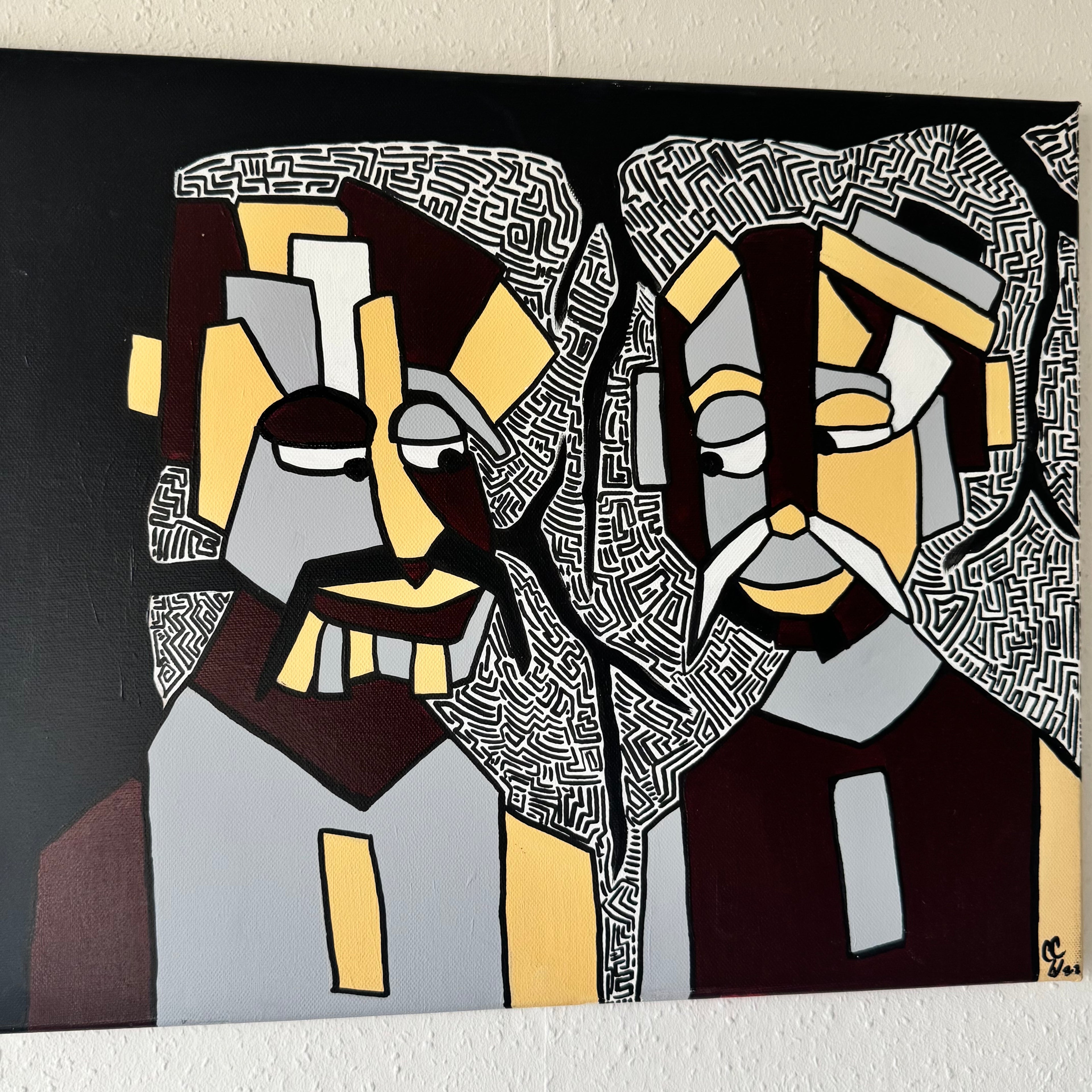 Het Gesprek onder de Boom 40x50 cm