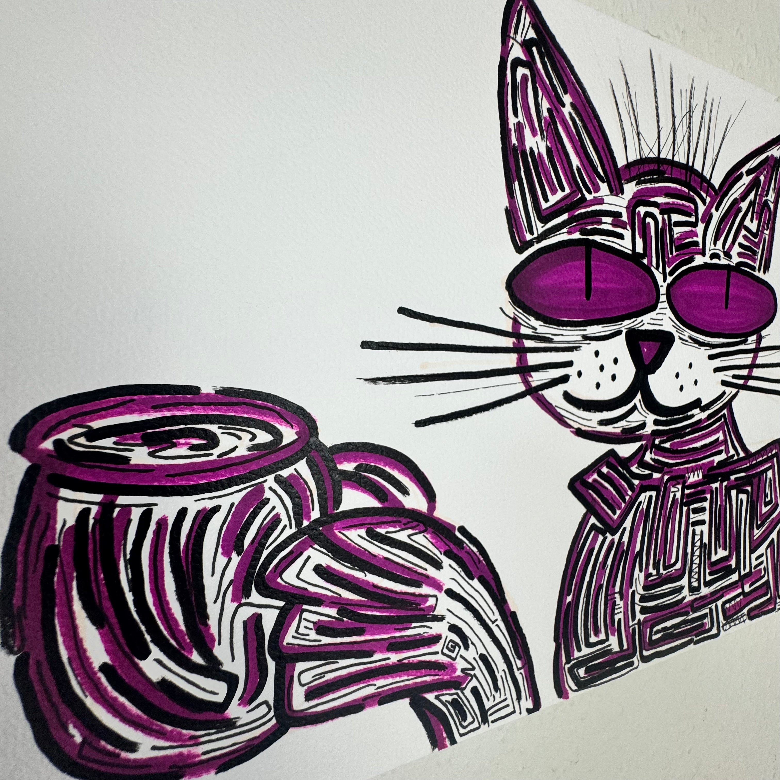 A4 Tekening “De Kat die Koffie Dronk”