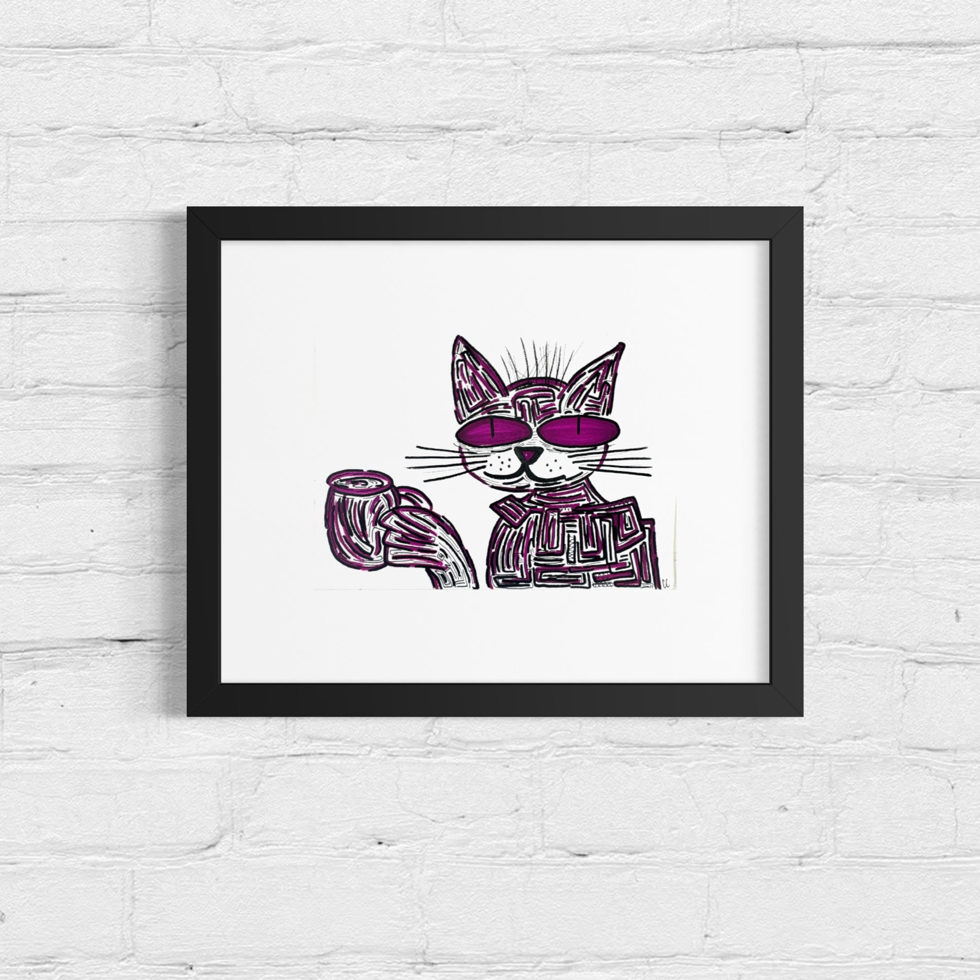 A4 Tekening “De Kat die Koffie Dronk”