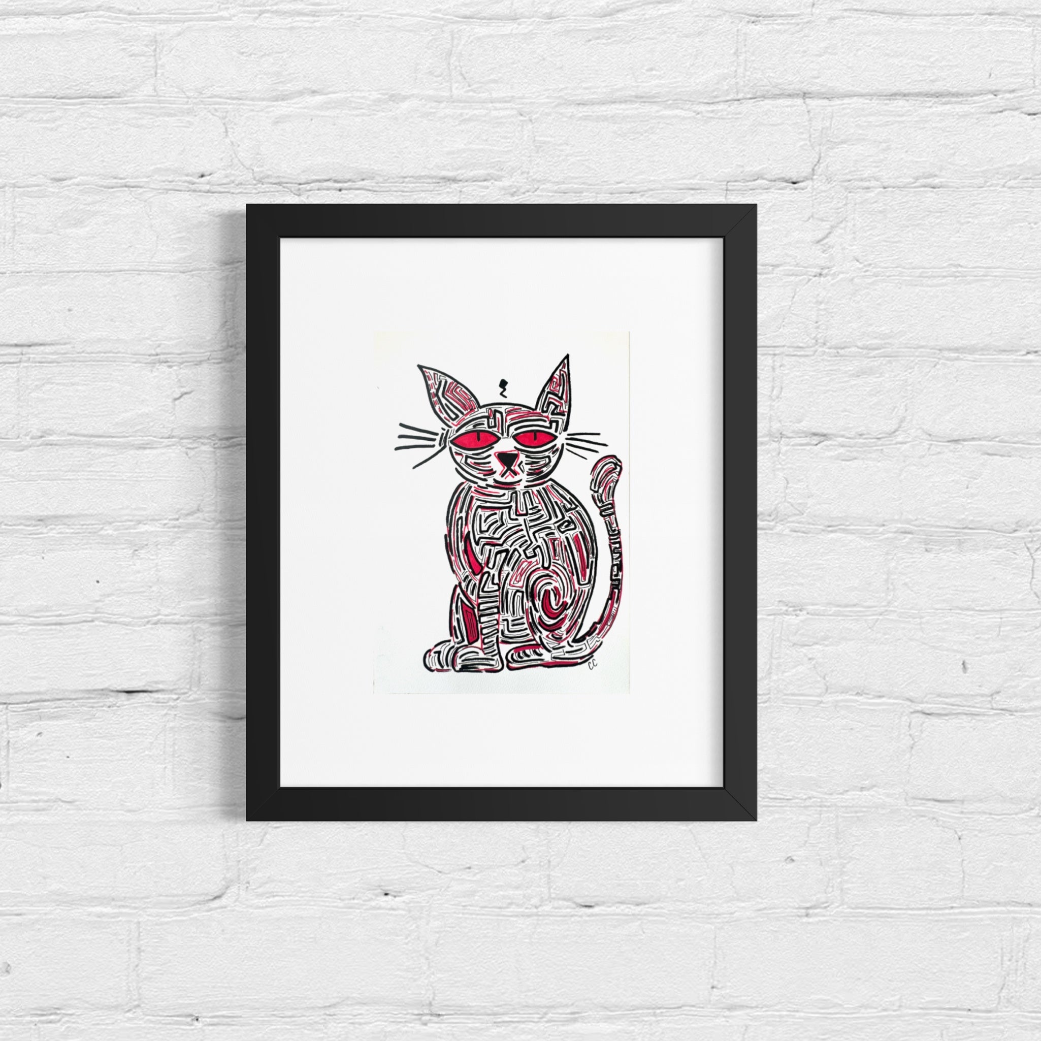A4 Tekening “De Denkende Kat”